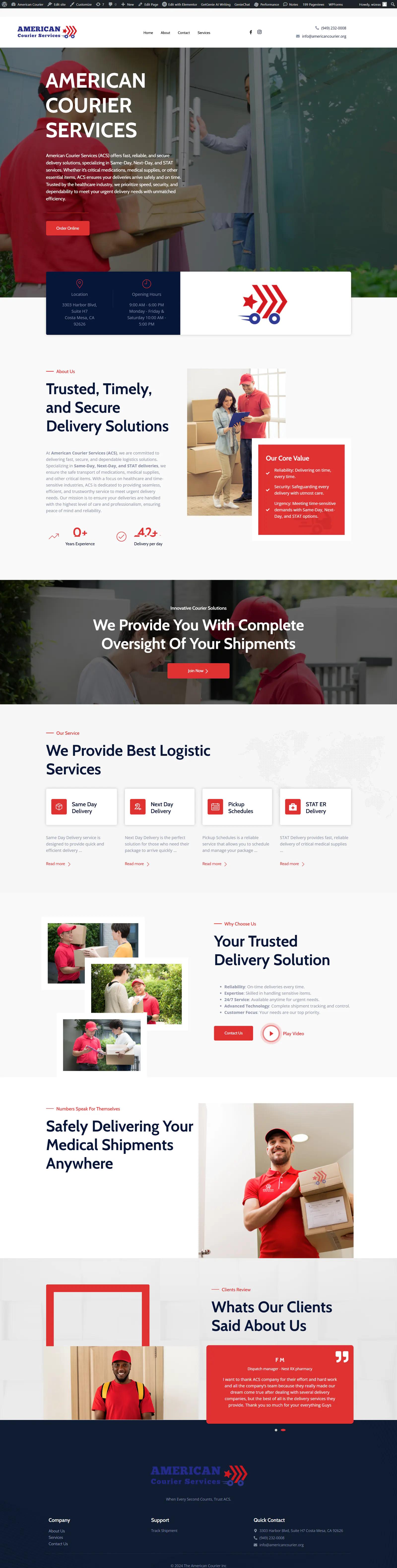 AMERICAN COURIER SERVICES Website